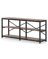 Tribesigns 3-Tier Industrial Hallway Entryway Table,70.9 Inch Extra Long Console Table, Modern Sofa Table Behind Couch Table with Storage Shelves