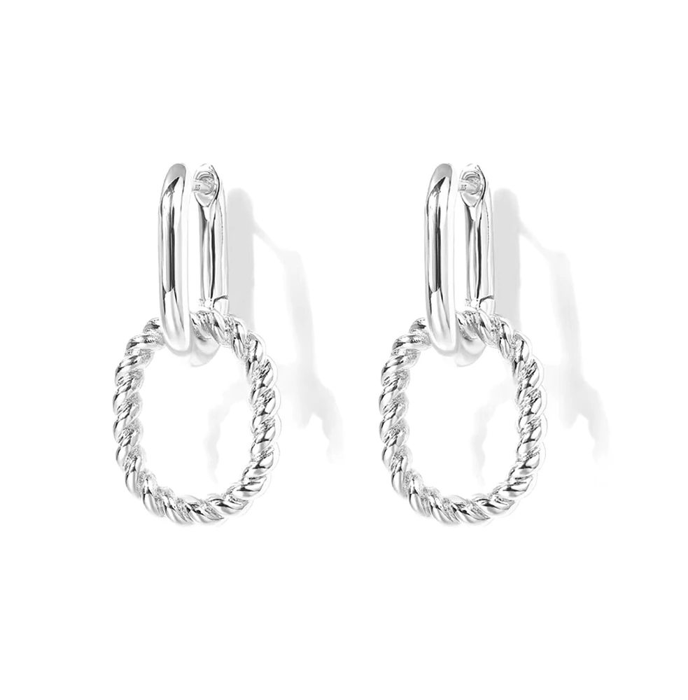 Hollywood Sensation 18k White Gold Plated Link Drop Earrings - Elegant & Timeless