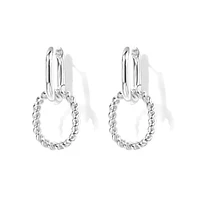 Hollywood Sensation 18k White Gold Plated Link Drop Earrings - Elegant & Timeless