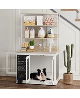 PawHut 39" Dog Crate Furniture for Large Dogs w/ Storage Shelf,