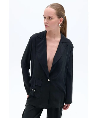 Nocturne Women's Double-Breasted Jacket with Accessory Belt Detail