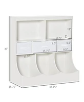 Kids Bookcase, Toy Storage Organizer Cabinet, Children Display Bookshelf with Drawers for Toys, Clothes, Books, White