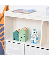 Kids Bookcase, Toy Storage Organizer Cabinet, Children Display Bookshelf with Drawers for Toys, Clothes, Books, White