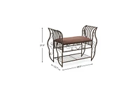 Slickblue Traditional Style End of Bed Bench - Upholstered Entryway Bench with Arms and Sturdy Metal Frame for Stylish Seating