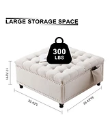 Streamdale Furniture 35 Inch Extra Large Storage Ottoman Coffee Table with Lift Top,Tufted Upholstered Ottoman for Living Room,Bedroom