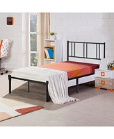 Slickblue Twin Size Platform Bed with Headboard Sleek and Sturdy Design for Space-Saving Comfort