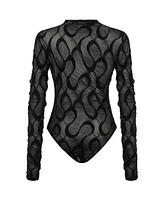 Nocturne Women's Long Sleeve Lacy Bodysuit