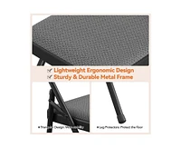 gaomon 4 Pack Folding Chairs,Outdoor & Indoor Event Portable Metal Folding Chairs with Cushion,Fabric Dining Chair Set with Padded Cushion and Back
