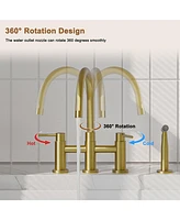 Mondawe 3-Hole Pull-Down Sprayer Kitchen Faucet with Side