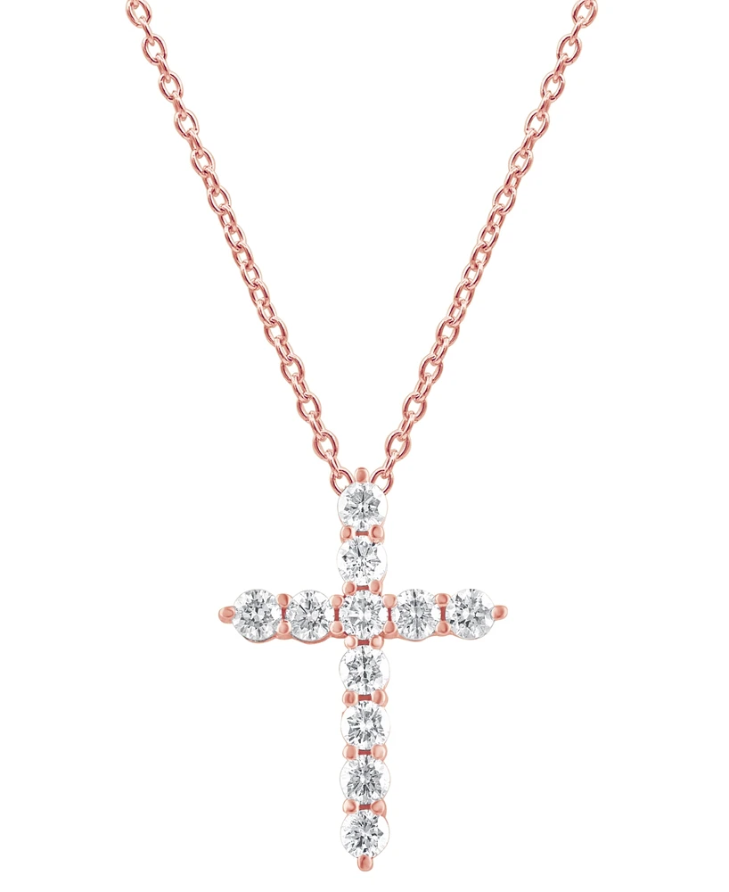 Diamond Cross Pendant Necklace (1 ct. t.w.) 14k White, Yellow or Rose Gold