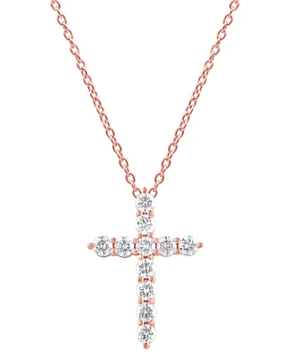 Diamond Cross Pendant Necklace (1 ct. t.w.) 14k White, Yellow or Rose Gold