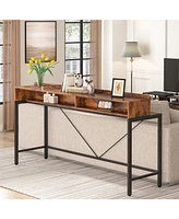 Tribesigns 70.9 Inch Extra Long Table Behind Couch,Console Table with Storage,Narrow Sofa Table, Industrial Entryway Table