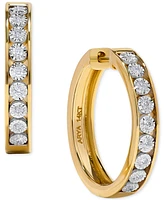 Diamond Channel Set Hoop Earrings (1/4 ct. t.w.) in 14k Gold