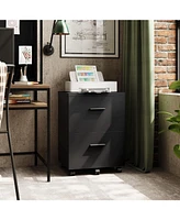 Devaise 2 Drawer Wood File Cabinet, Mobile Lateral Filing Cabinet with Storage, Letter Legal Size