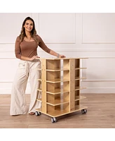 ECR4Kids 20-Compartment Mobile Storage Tower, 5x4, Natural