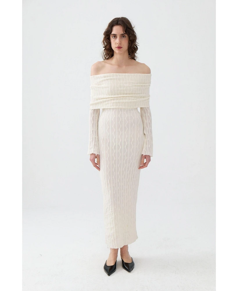 Nocturne Women's Off the Shoulder Layered Design Dress
