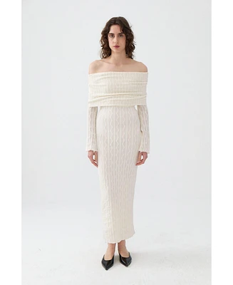 Nocturne Women's Off the Shoulder Layered Design Dress
