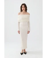 Nocturne Women's Off the Shoulder Layered Design Dress