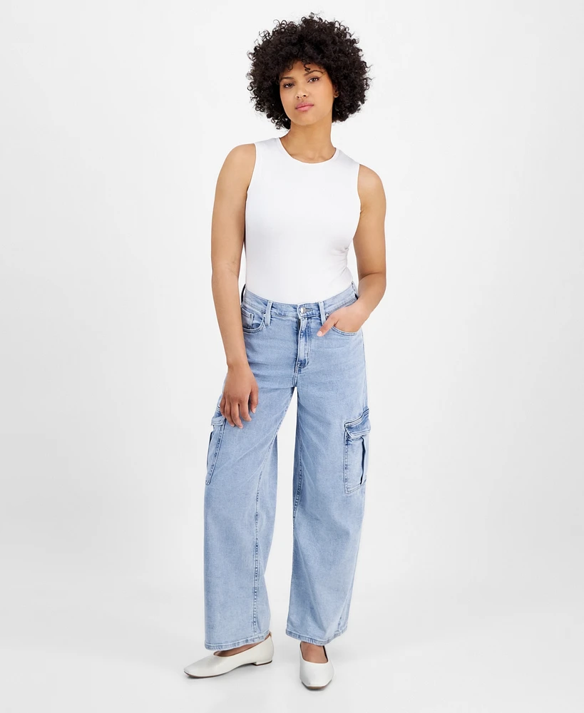 Dkny Jeans Petite High-Rise Wide-Leg Cargo