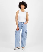 Dkny Jeans Petite High-Rise Wide-Leg Cargo