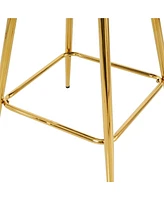 Modern design High stool Gold Plated legs Kitchen Dining White linen bar chair, suitable for Cafe Bar Restaurant (set of 2)