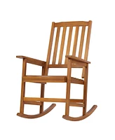 Acacia Indoor Rocking Chair, Outdoor Solid Wood Patio Furniture New Style Light Brown