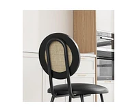 gaomon Dining Chairs Set of 2, Rattan Kitchen Chairs with Thicken Upholstered, Modern Dining Room Chairs Set of 2 (2, Black