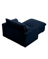Streamdale Furniture Bule Corduroy Sofa Couch, Modular Couch with Storage Ottoman, Couch Deep Seat Couches for Modern Living Room/Apartment/Office
