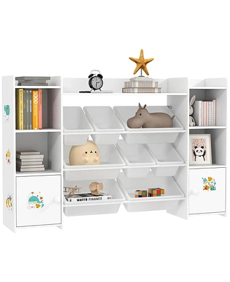 Qaba Kids Toy Storage Organizer with 8 Removable Storage Bins,