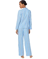 Lauren Ralph Women's Striped Notched-Collar Pajama Set