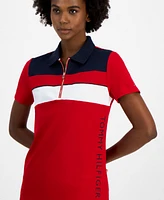 Tommy Hilfiger Women's Colorblocked Zip Polo Shirt