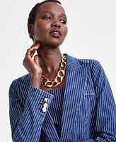 I.n.c. International Concepts Women's Pinstriped Denim Blazer, Exclusively at Macy's