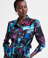 I.n.c. International Concepts Women's Printed Tie-Waist Midi Utility Dress, Exclusively at Macy's