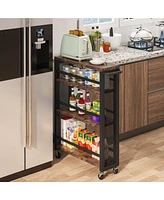 Tribesigns 4-Tier Narrow Rolling Carts with Wheels and Handle,Slim Storage Cart