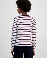 Tommy Hilfiger Women's Striped Contrast-Trim Button Cardigan