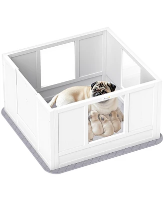 PawHut Whelping Box for Dogs with Whelping Pad, Adjustable Entrance