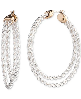 Lauren Ralph Lauren Two-Tone Medium Rope Split-Hoop Earrings, 1.69"