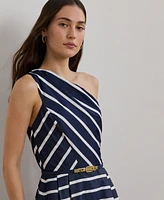 Lauren Ralph Women's Striped Belted Taffeta Cocktail Dress