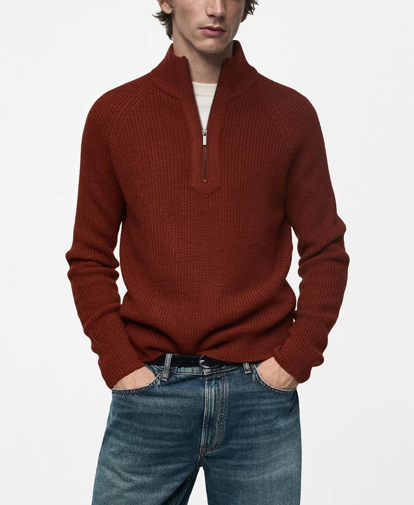 Mango Men's Perkins-Collar Ribbed-Knit Sweater