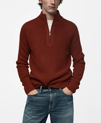 Mango Men's Perkins-Collar Ribbed-Knit Sweater