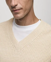 Mango Men's Alpaca Wool V-Neck Sweater