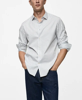 Mango Men's Slim-Fit Striped Cotton Shirt