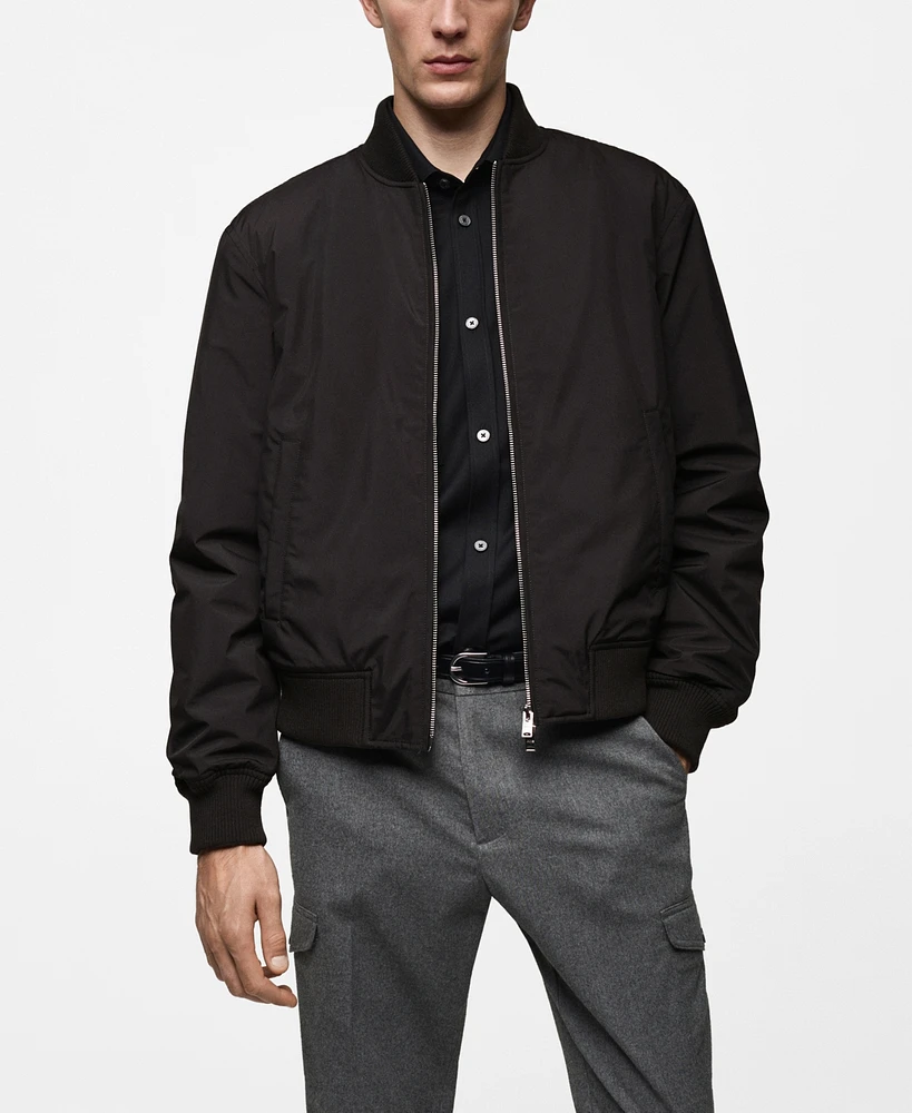 Mango Men's Eu Regular-Fit Quilted Bomber Jacket