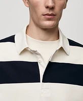 Mango Men's Regular-Fit Cotton Striped Polo Shirt