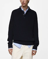 Mango Men's Chunky Ribbed Polo Sweater