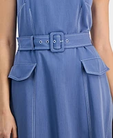 Tahari Asl Women's Denim Belted Midi Dress