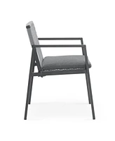 Outdoor Dining Set, Dining Chair Set of 6 + Aluminum Dining Table, Gray+Black