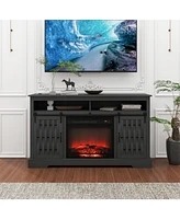 Fireplace Tv Stand for Tvs up to 65", Entertainment Center with 23" Electric Fireplace, Farmhouse TV Stand Industrial Media Console with Sli
