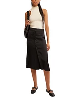 Free People Women's Analise Satin Button-Front Midi Skirt