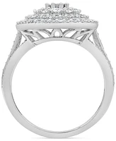 Diamond Halo Cluster Ring (1 ct. t.w.) in 10k White Gold